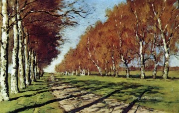 landscape Painting - big road sunny autumn day 1897 Isaac Levitan woods trees landscape